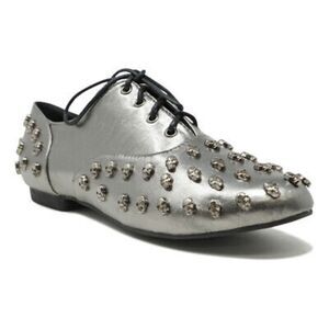 Abbey Dawn Womens Tough Crowd Oxford Flat Pewter Gray Size 9